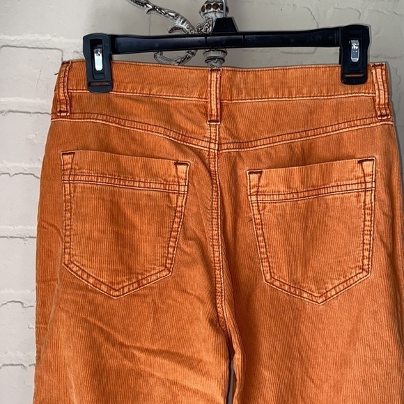 Free People pants orange rust corduroy raw distressed‎ hem pockets boho 26 - Picture 8 of 10